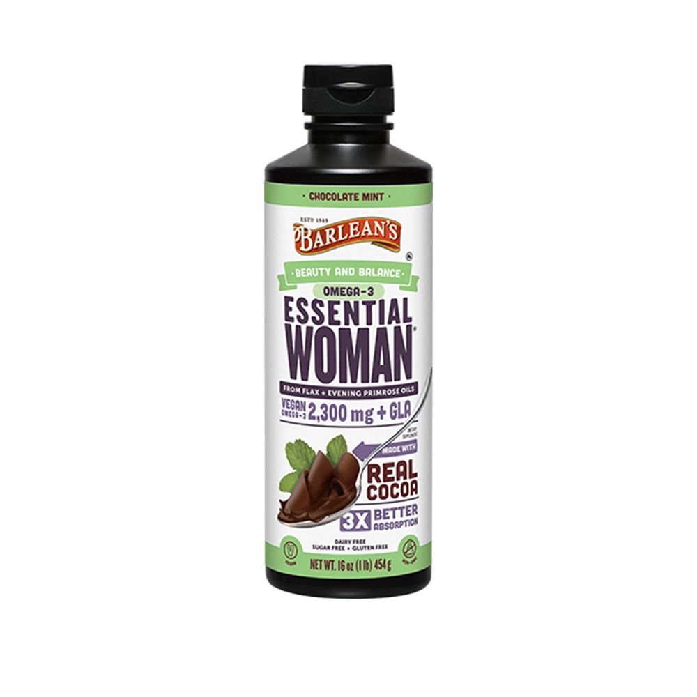 Barlean's Essential Woman 2300mg Vegan Omega 3 Evening Primrose Oil & Flax Seed Oil Supplement Liquid - Chocolate Mint 454g