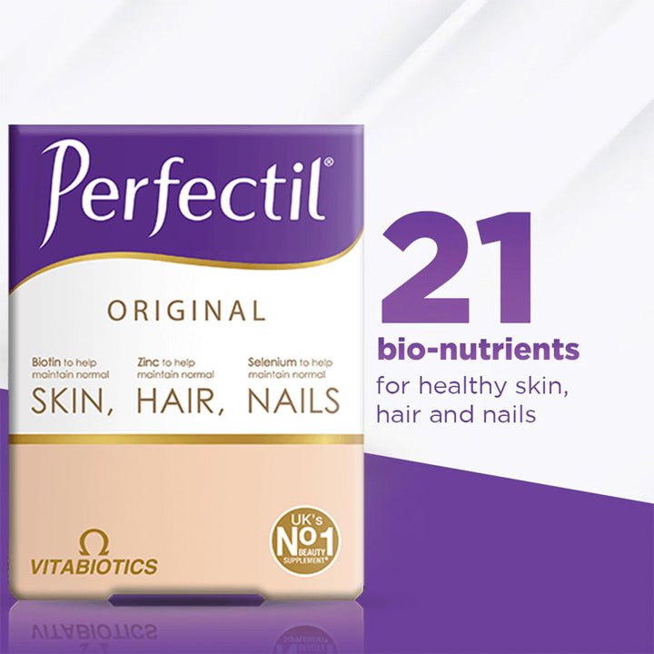 Vitabiotics Perfectil Triple Active Tablets With Biotin, Zinc & Selenium For Skin, Hair & Nails, Pack of 30's