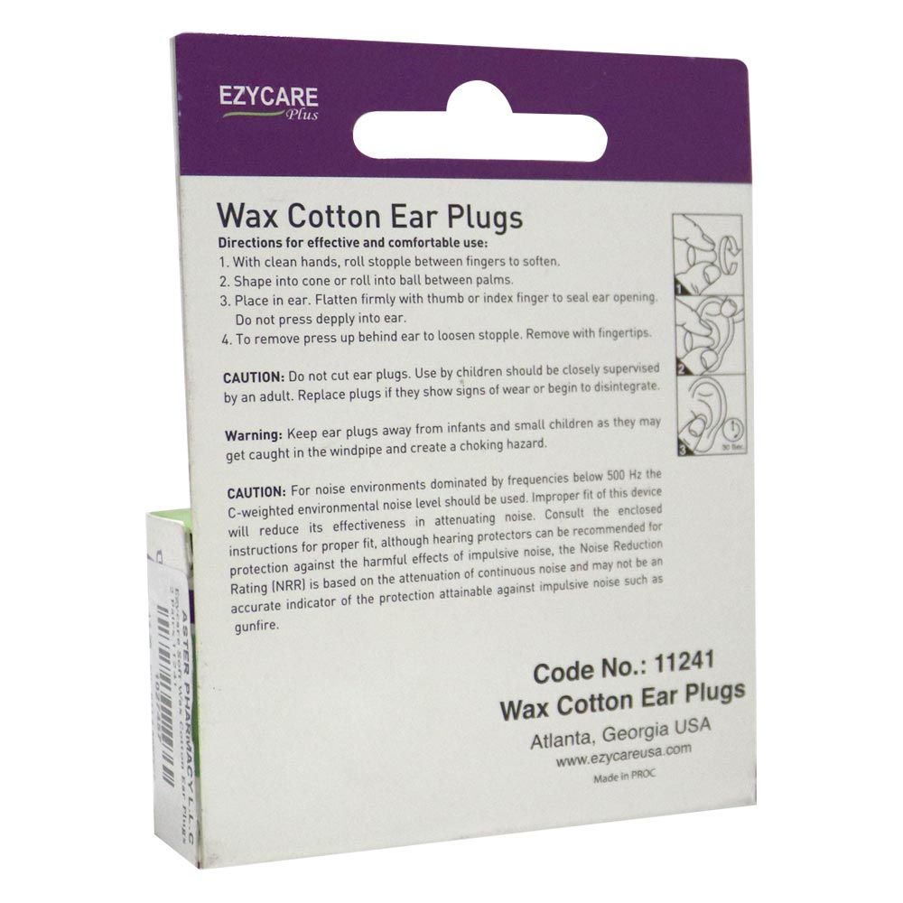 Ezycare Soft Wax Cotton Ear Plugs 2 Pairs 11241