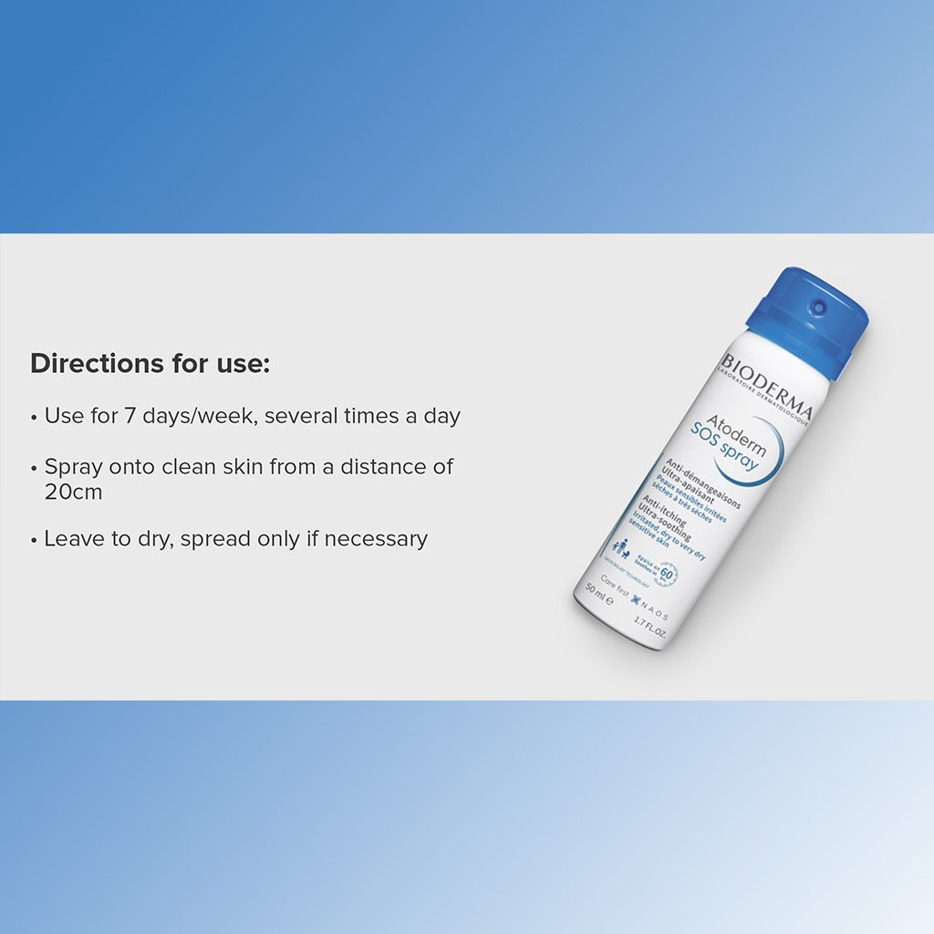 Bioderma Atoderm SOS Anti Itch Spray For Irritated And Dry Sensitive Skin 50ml