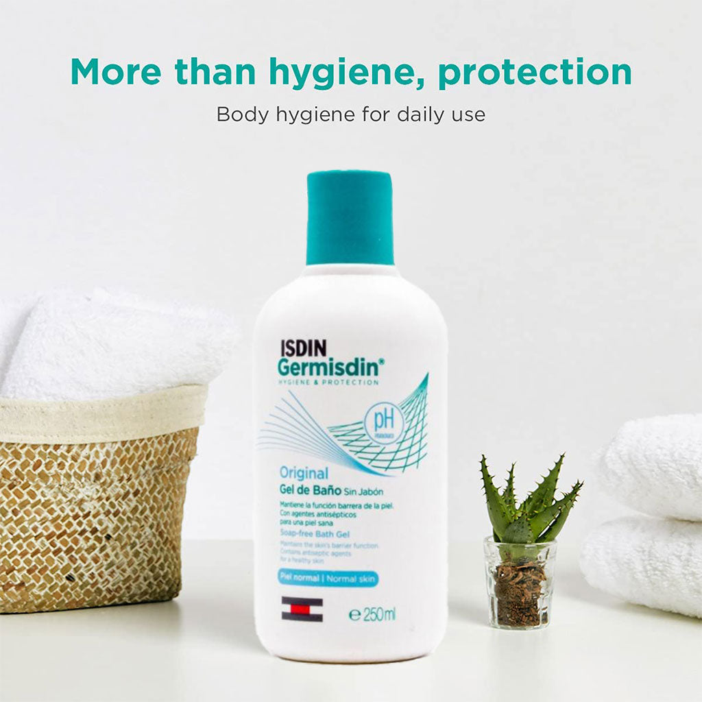 Isdin Germisdin Aloe Vera Soap-Free Bath Gel For Dry Skin 250ml + Original Soap-Free Bath Gel For Normal Skin 250ml PROMO PACK