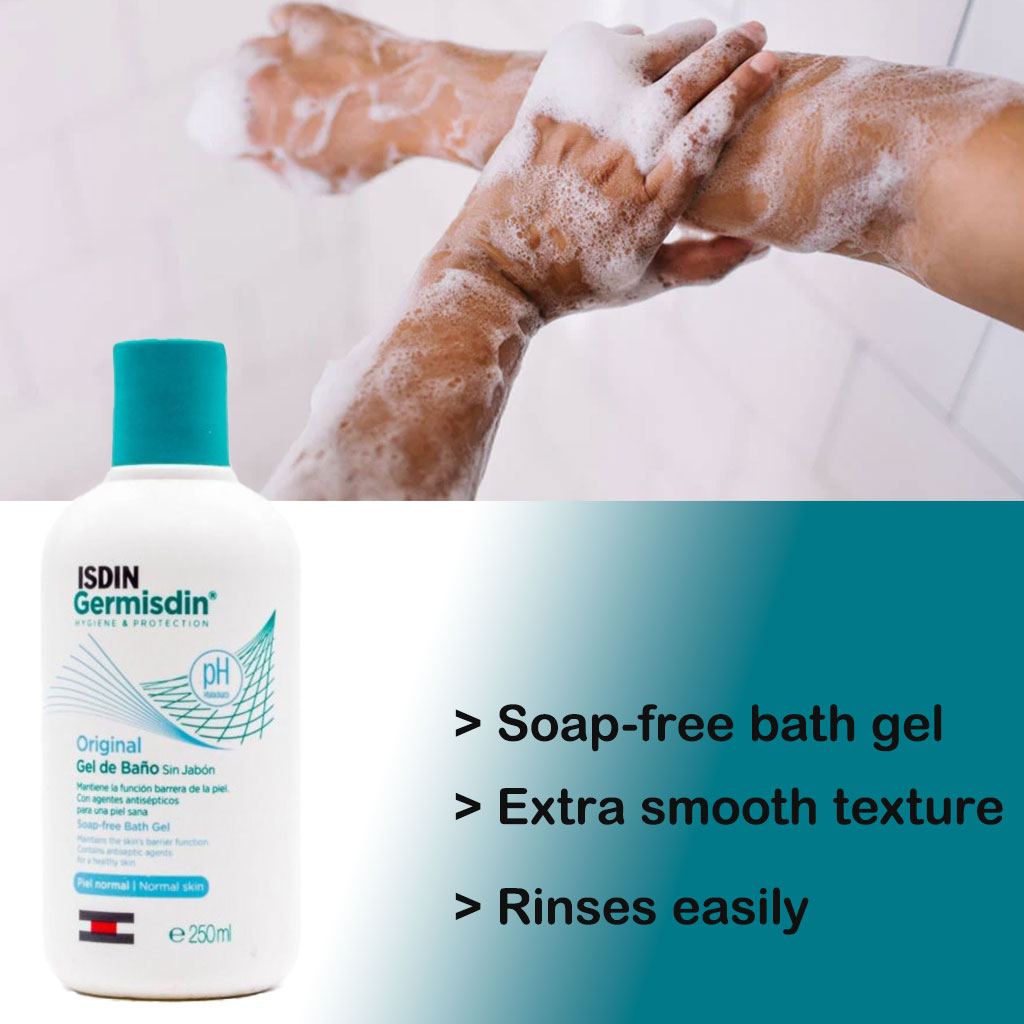 Isdin Germisdin Aloe Vera Soap-Free Bath Gel For Dry Skin 250ml + Original Soap-Free Bath Gel For Normal Skin 250ml PROMO PACK