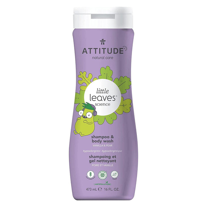 Attitude Natural Care Baby Leaves Science 2-In-1 Natural Shampoo And Body Wash With Vanilla & Pear 473ml