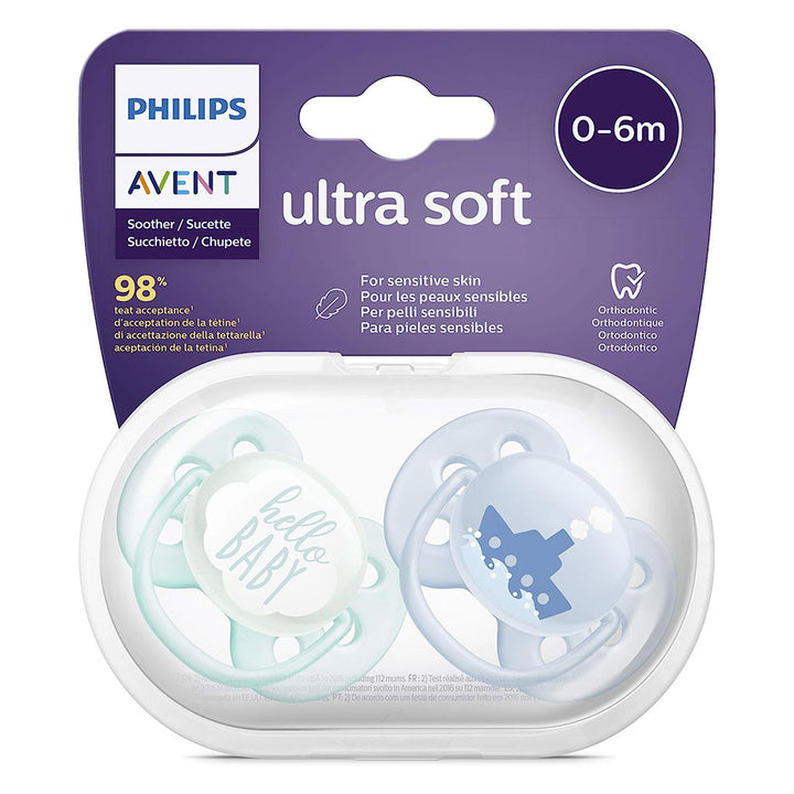 Philips Avent Ultra Soft Pacifier For 0-6 Months Baby, Pack of 2's SCF222/01