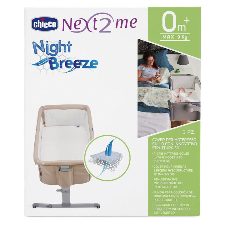 Chicco Next2Me Night Breeze Crib Mattress Cover For Babies Upto 9Kg, White