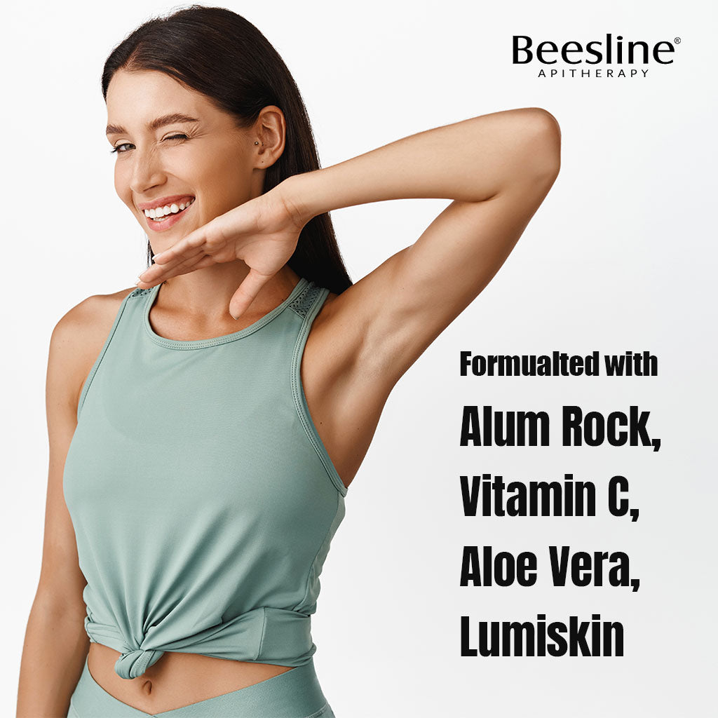 Beesline Radiant Bright Vitamin C Enriched Fast Dry Underarm Serum, Aluminum Free Antiperspirant Deodorant - Fragrance Free 150ml