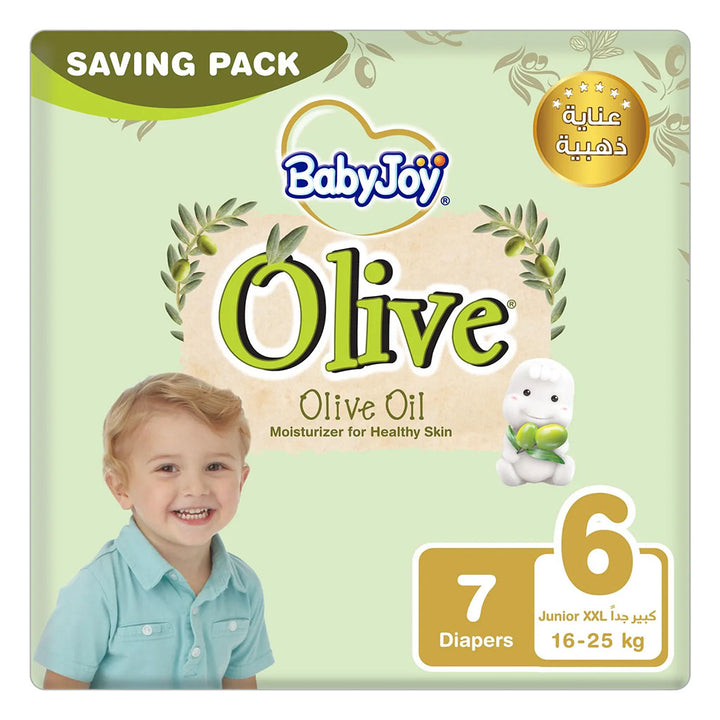BabyJoy Olive Baby Diapers Size 6, Junior XXL For 16-25Kg Baby, Saving Pack of 7's