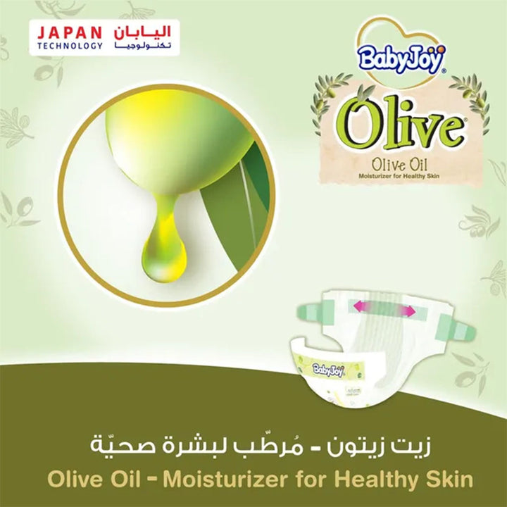 BabyJoy Olive Baby Diapers Size 3, Medium For 6-12Kg Baby, Mega Pack of 56's