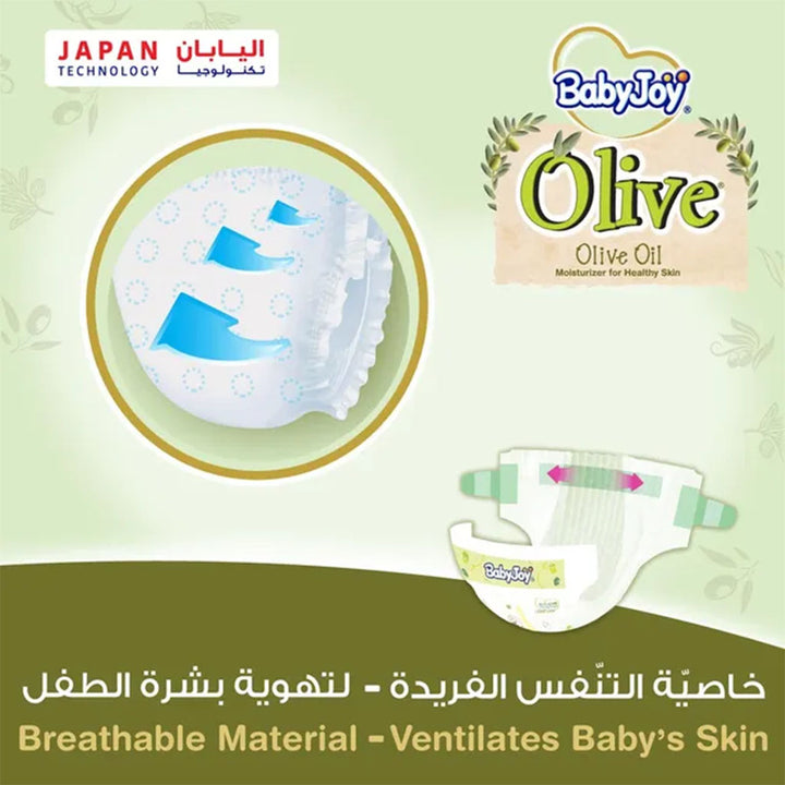 BabyJoy Olive Baby Diapers Size 3, Medium For 6-12Kg Baby, Mega Pack of 56's