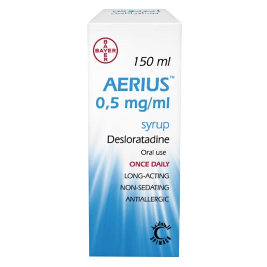 Aerius Syrup 0.5mg/ml Desloratadine For Cold & Allergy 150ml