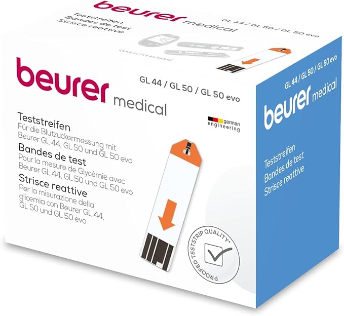 Beurer GL 44/50 Blood Glucose Test Strips 50 Count (2 x 25 Strips)